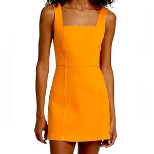 Alice + Olivia Square Neck Denim Dress in Tangerine Color